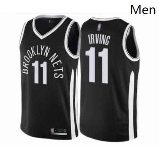 Mens Brooklyn Nets 11 Kyrie Irving Authentic Black Basketball Jersey City Edition